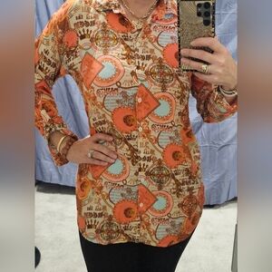 Love By Chesley Top Colorful Button Down Shirt